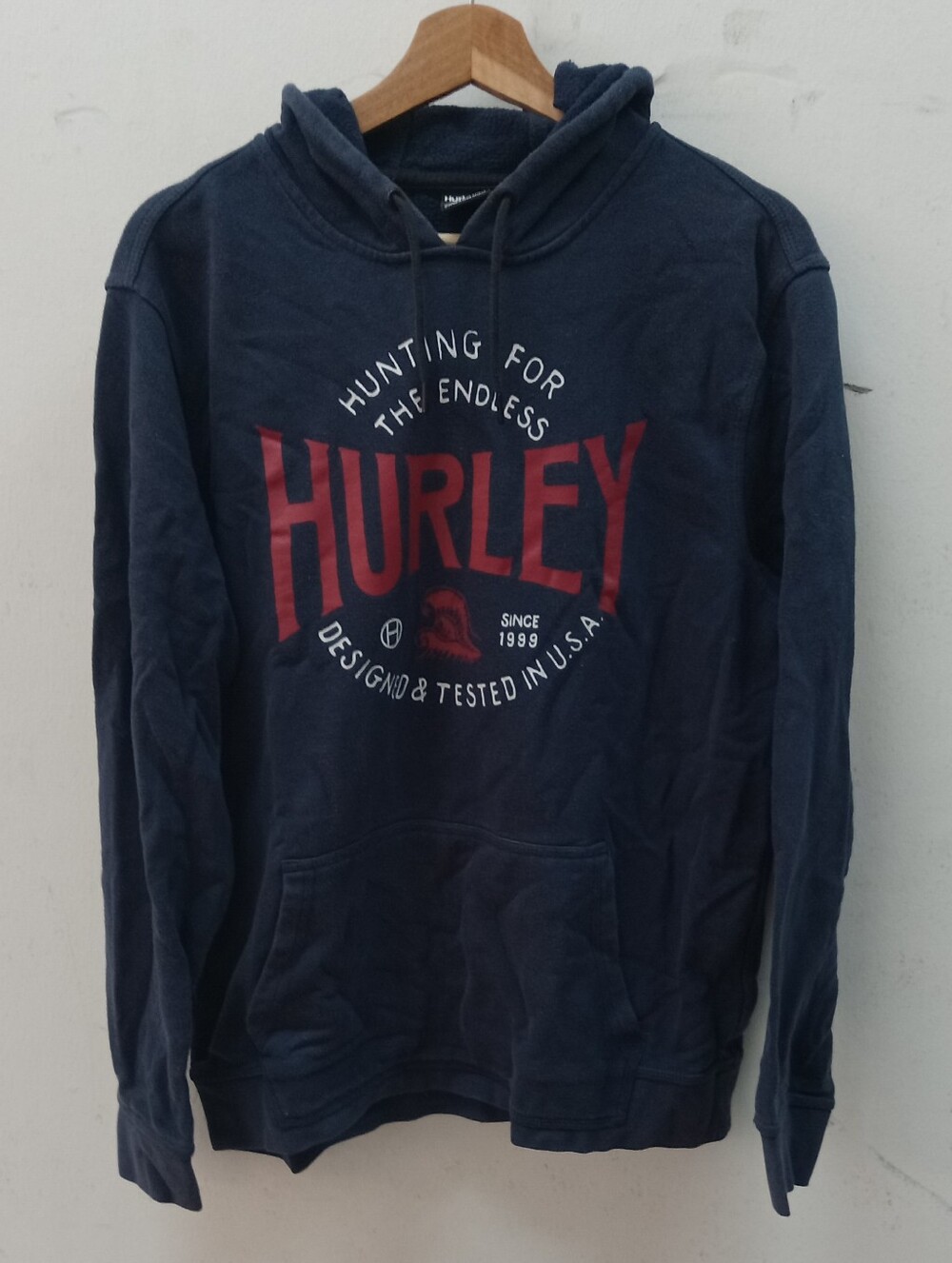 Hurley Dark Blue Hoodie with Red Accents Sz L